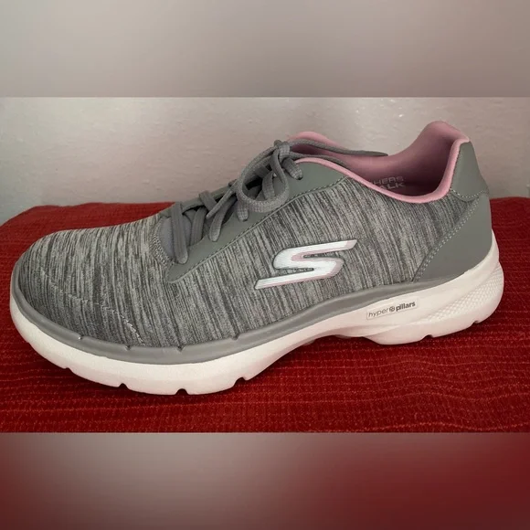 Skechers Women's Gray and Pink Sneakers - Picture 2 of 16